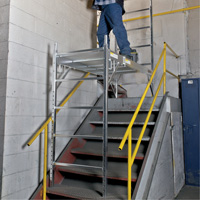 Mobile Work Scaffolding - Maxi Square Scaffolding, Aluminum Frame, 74" D x 75" H Trail Hammer and Bolt