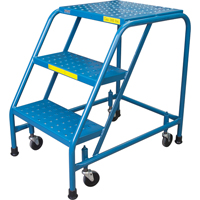 Escabeau roulant, 3 marches, Largeur de la marche 18", Hauteur de la plateforme 28", Acier Trail Hammer and Bolt