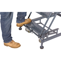 Weight Actuated Lockstep Rolling Ladders, 6 Steps, 24" Step Width, 60" Platform Height, Steel Trail Hammer and Bolt