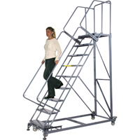 Heavy-Duty Stairway Slope Ladders, 5 Steps, Perforated, 50° Incline, 50" High Trail Hammer and Bolt