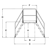 Crossover Ladder, 128" Overall Span, 60" H x 60" D, 24" Step Width Trail Hammer and Bolt