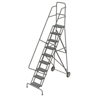 Rolling Ladder, 9 Steps, Serrated, 96" High Trail Hammer and Bolt