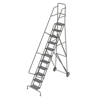 Rolling Ladder, 11 Steps, Serrated, 116" High Trail Hammer and Bolt
