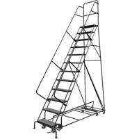 &eacute;chelles roulantes multidirectionnelles, 12 marches, Largeur de la marche 24", Hauteur de la plateforme 120", Acier Trail Hammer and Bolt