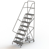 All Directional Rolling Ladder, 8 Steps, 24" Step Width, 80" Platform Height, Steel Trail Hammer and Bolt