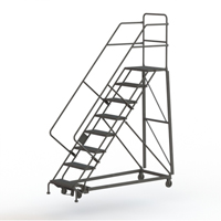 Heavy Duty Safety Slope Ladder, 8 Steps, Perforated, 50° Incline, 80" High Trail Hammer and Bolt