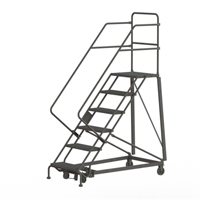 Heavy Duty Safety Slope Ladder, 6 Steps, Serrated, 50° Incline, 60" High Trail Hammer and Bolt