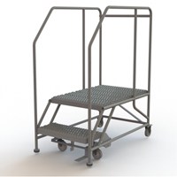 Plateforme de travail mobile, Acier, 2 Marches, 20" ha, 35" p, 24" Marche, Stri&eacute; Trail Hammer and Bolt