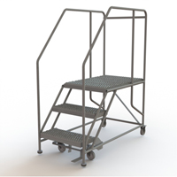 Plateforme de travail mobile, Acier, 3 Marches, 30" ha, 35" p, 24" Marche, Stri&eacute; Trail Hammer and Bolt