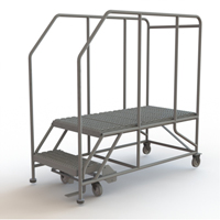 Plateforme de travail mobile, Acier, 2 Marches, 20" ha, 47" p, 24" Marche, Stri&eacute; Trail Hammer and Bolt