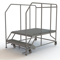 Plateforme de travail mobile, Acier, 2 Marches, 20" ha, 48" p, 36" Marche, Stri&eacute; Trail Hammer and Bolt