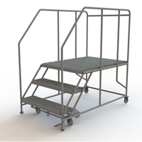 Plateforme de travail mobile, Acier, 3 Marches, 30" ha, 48" p, 36" Marche, Stri&eacute; Trail Hammer and Bolt