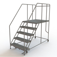 Plateforme de travail mobile, Acier, 5 Marches, 50" ha, 48" p, 36" Marche, Stri&eacute; Trail Hammer and Bolt