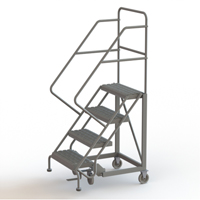 Safety Slope Rolling Ladder, 4 Steps, Serrated, 50° Incline, 40" High Trail Hammer and Bolt
