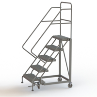Safety Slope Rolling Ladder, 5 Steps, Serrated, 50° Incline, 50" High Trail Hammer and Bolt