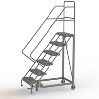 Safety Slope Rolling Ladder, 6 Steps, Serrated, 50° Incline, 60" High Trail Hammer and Bolt