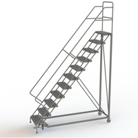 Safety Slope Rolling Ladder, 11 Steps, Serrated, 50° Incline, 110" High Trail Hammer and Bolt