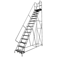 Escabeaux roulants &agrave; dessus profond, 15 marches, Largeur de la marche 24", Hauteur de la plateforme 150", Acier Trail Hammer and Bolt