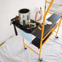 Jobsite Series 4' Safety Rail & Tool Shelf Scaffold Kit, Steel Frame, 49-1/2" D x 57-3/4" H Trail Hammer and Bolt