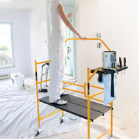Jobsite Series 4' Safety Rail & Tool Shelf Scaffold Kit, Steel Frame, 49-1/2" D x 57-3/4" H Trail Hammer and Bolt