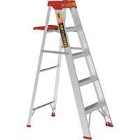 Step Ladder with Paint Tray, 5', Aluminum, 200 lbs. Capacity, Type 3 Trail Hammer and Bolt