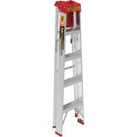 Step Ladder with Paint Tray, 5', Aluminum, 200 lbs. Capacity, Type 3 Trail Hammer and Bolt