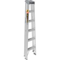 Step Ladder, 6', Aluminum, 225 lbs. Capacity, Type 2 Trail Hammer and Bolt