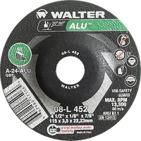 Depressed Centre Grinding Wheels - Aluminium Type 27, 4-1/2" x 1/8", 7/8" Arbor, Type 27 Trail Hammer and Bolt