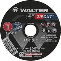 Meule &agrave; tronçonner Zipcut, 4-1/2" x 3/64", Arbre de 7/8", Type 1, Oxyde d'aluminium, 13 300 Tr/min Trail Hammer and Bolt