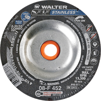 Depressed Centre Grinding Wheels - Stainless Type 27, 4-1/2" x 1/8", 5/8"-11 Arbor, Type 27S Trail Hammer and Bolt