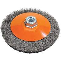 Saucer Crimped Wire Wheel, 4" Dia., 0.012" Fill, 5/8"-11 Arbor Trail Hammer and Bolt