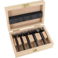 Trousses de m&egrave;ches Forstner Bormax dans un boîtier en bois, 7 morceaux, Acier Trail Hammer and Bolt