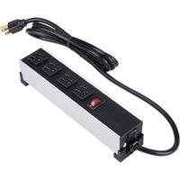 Indoor Brushed Aluminum Power Bar, 4 Outlet(s), 6' Trail Hammer and Bolt