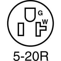 2-Pole 3-Wire Grounding Straight Blade Connector, 5-20P, Nylon Trail Hammer and Bolt