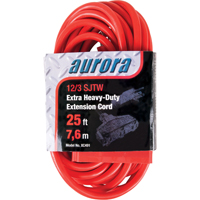 Vinyl Extension Cord, Outdoor, SJTW, 12/3 AWG, 15 A, 3 Outlet(s), 25' Trail Hammer and Bolt