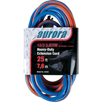 TPE-Rubber Extension Cord With Light Indicator, All-Weather, SJEOW, 12/3 AWG, 15 A, 25' Trail Hammer and Bolt