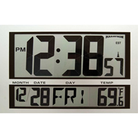 Jumbo Clock, Digital, Battery Operated, 16.5" W x 1.7" D x 11" H, Silver XD075 | Trail Hammer and Bolt