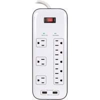 USB Charging Surge Protectors, 8 Outlets, 2400 J, 1875 W, 6' Cord Trail Hammer and Bolt