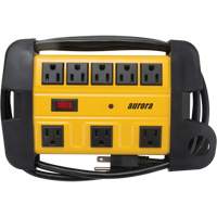 Workshop Surge Protector Power Strip, 8 Outlets, 1350 J, 1875 W, 6' Cord Trail Hammer and Bolt