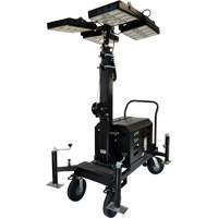 Beacon LED Four-Light Tower, Diesel/Electric, 800 Watts, 120000 Lumens, 17' High Trail Hammer and Bolt