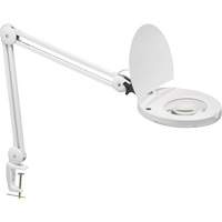 Adjustable Magnifier Lamp, 5 Diopter, LED Light, 47" Arm, C-Clamp, White Trail Hammer and Bolt