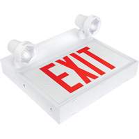 Enseigne de sortie avec &eacute;clairage de s&eacute;curit&eacute;, DEL, &agrave; piles/&agrave; raccordement fixe, 12-1/10" lo x 11" la, Anglais Trail Hammer and Bolt