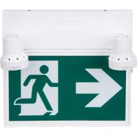 Enseigne d'homme qui court avec &eacute;clairage de s&eacute;curit&eacute;, DEL, &agrave; piles/&agrave; raccordement fixe, 12-1/10" lo x 11" la, Pictogramme Trail Hammer and Bolt