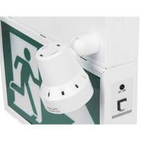Enseigne d'homme qui court avec &eacute;clairage de s&eacute;curit&eacute;, DEL, &agrave; piles/&agrave; raccordement fixe, 12-1/10" lo x 11" la, Pictogramme Trail Hammer and Bolt