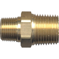 Reducing Hex Nipple, Brass, 1/2" x 3/8", NPT x NPT Trail Hammer and Bolt