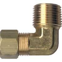 90° Pipe Elbow, Tube x Male Pipe, Brass, 1/8" x 1/8" Trail Hammer and Bolt